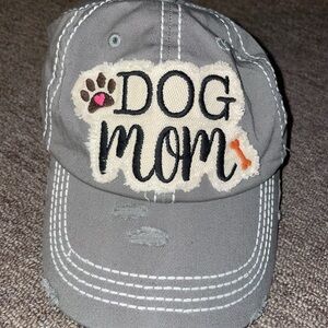 Gray Dog Mom baseball Cap hat with Paw Print